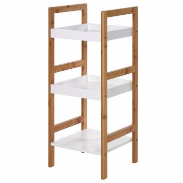 MRShome Ραφιέρα από Bamboo & MDF με 3 Ράφια Natural/White