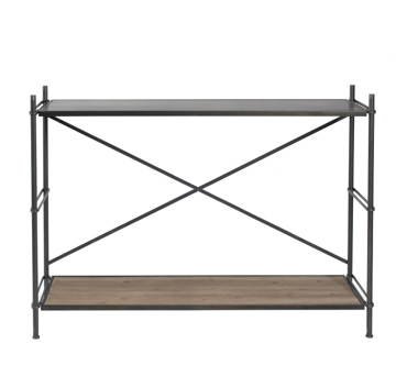 Zaros Κονσόλα με Δυο Ράφια Μεταλλική/Ξύλινη Γκρι EP405