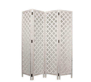 Zaros Παραβάν Ξύλινο Λευκό 160X180cm HT501