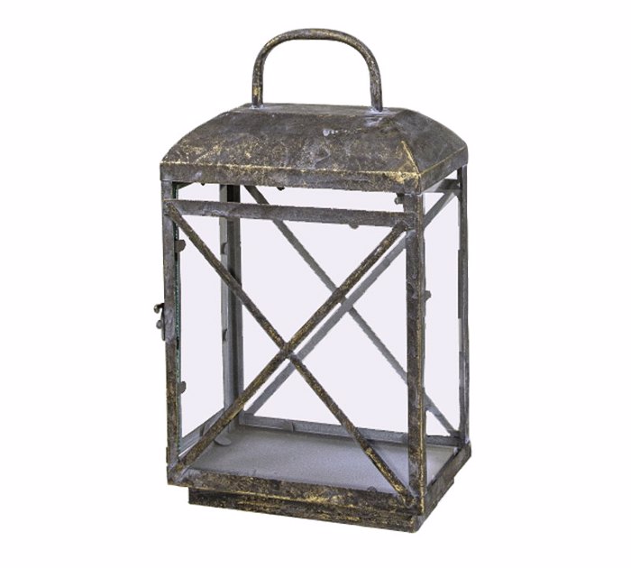 Fanari Metalliko Parallilogammo Antike Xruso 27x17x53cm (Megthos: Medium)