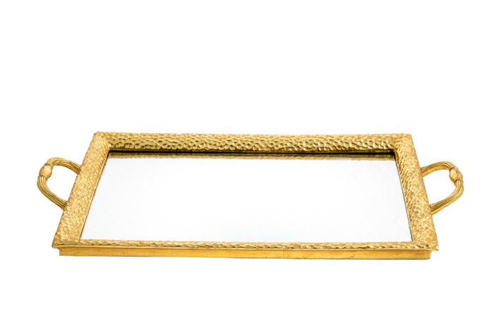 Zen Collection Diskos Sfurilatos Xrusos Metallikos Orthognios me Epifaneia Kathrepti 50x27cm 48054