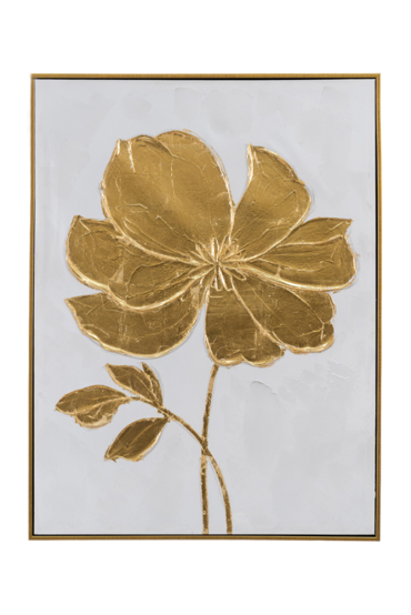 Zen Collection Πίνακας Ζωγραφικής σε Καμβά με Κορνίζα Χρυσό Λουλούδι με Λευκό Φόντο 62x4.5x82cm 49490