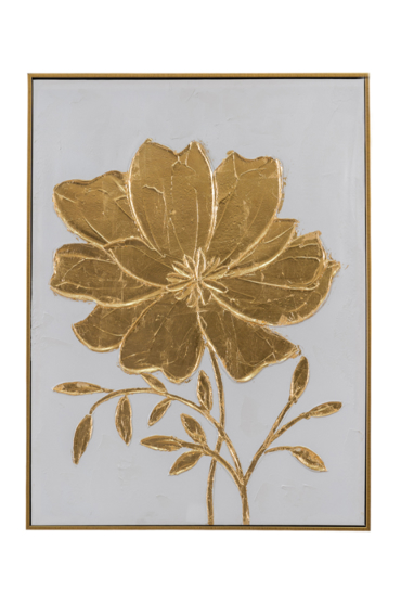 Zen Collection Πίνακας Ζωγραφικής σε Καμβά με Κορνίζα Χρυσό Λουλούδι με Λευκό Φόντο 62x4.5x82cm 49491