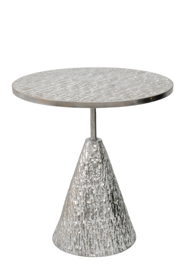 Zen Collection Μεταλλικό Τραπέζι Ασημί Σαγρέ Φ56x60.5cm 49568