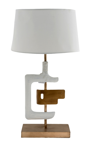 Zen Collection Επιτραπέζιο Φωτιστικό Μεταλλικό Λευκό/Χρυσό Φ35x63.5cm 49582