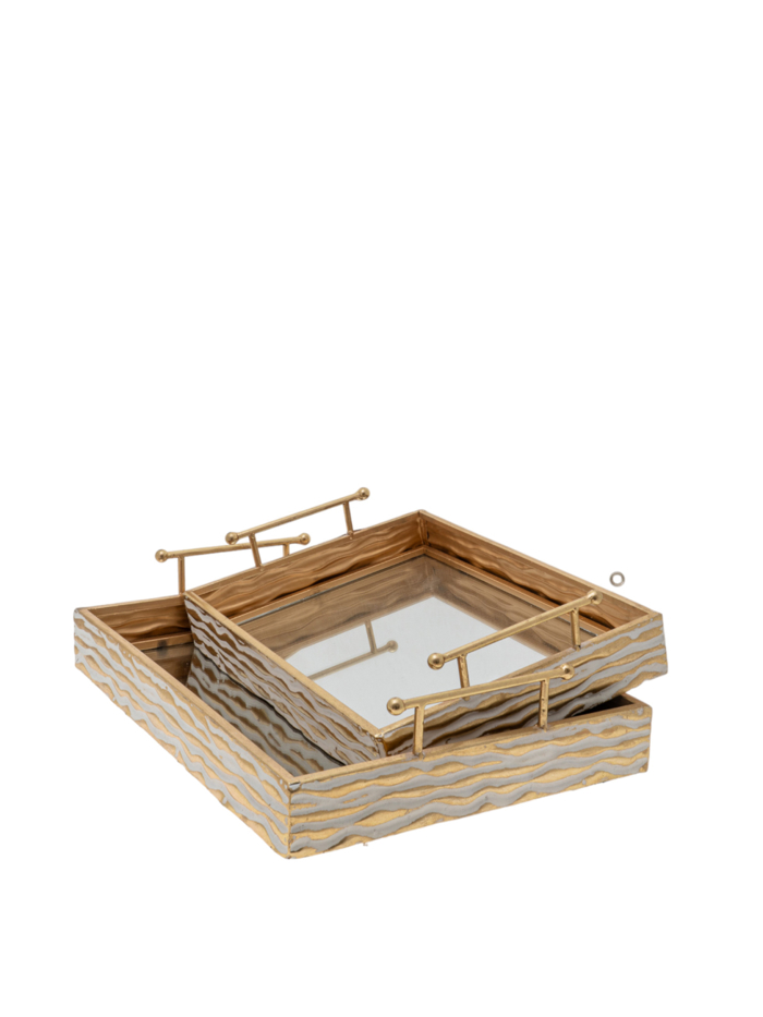 Zen Collection Set ton 2 Diskos Metallikos Orthognios Kumatistos Bronze 40.5x30.2x10cm/35x25.3x9.2cm 49674